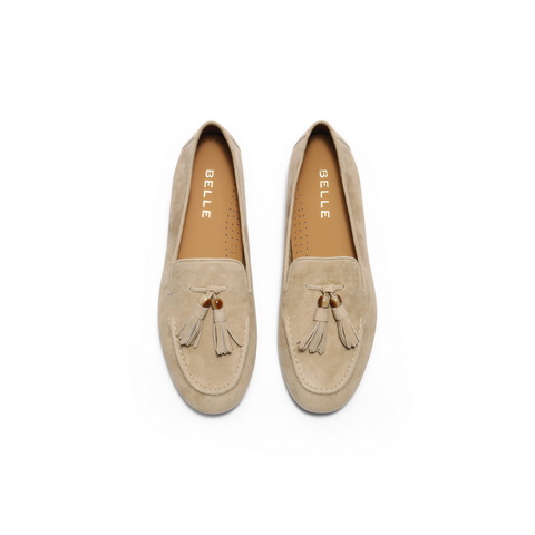 百丽复古绒面乐福鞋女2025秋新商场同款真皮通勤便士乐福3A9C3CA5