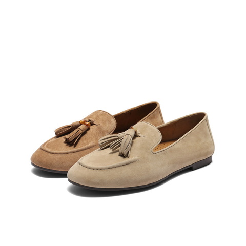 百丽复古绒面乐福鞋女2025秋新商场同款真皮通勤便士乐福3A9C3CA5