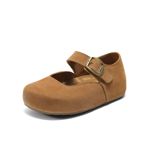 百丽复古勃肯鞋女2025秋新商场同款质感绒面玛丽珍鞋E1K1DCQ5