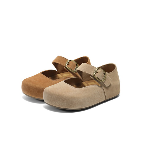 百丽复古勃肯鞋女2025秋新商场同款质感绒面玛丽珍鞋E1K1DCQ5