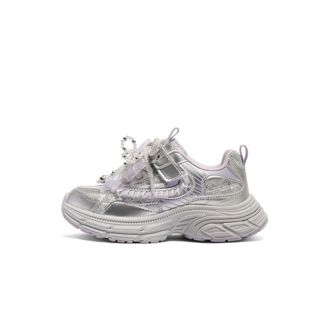 百丽潮酷撞色老爹鞋童2025秋新商场同款厚底蝴蝶结休闲鞋V7122C85