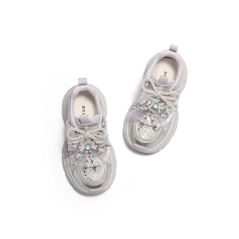 百丽潮酷撞色老爹鞋童2025秋新商场同款厚底蝴蝶结休闲鞋V7122C85