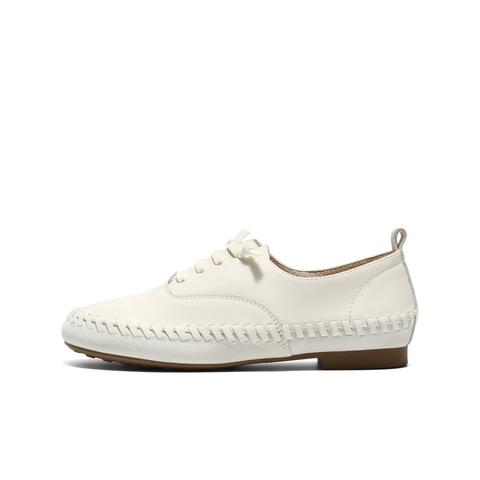 百丽小众时尚牛津鞋女2025秋新商场同款真皮薄底单鞋E2A1DCM5