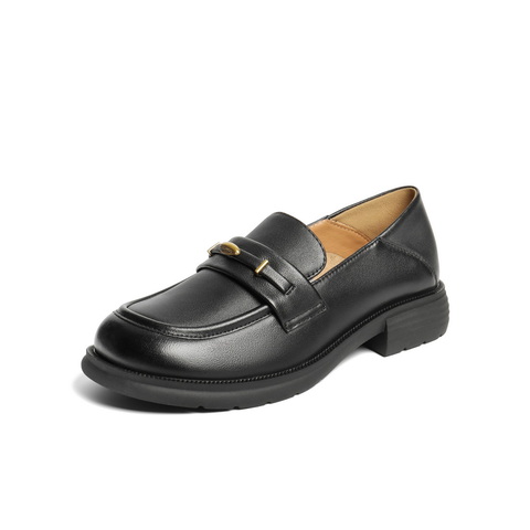 百丽英伦风乐福鞋女2025秋新商场同款真皮舒适便士乐福E1N1DCA5