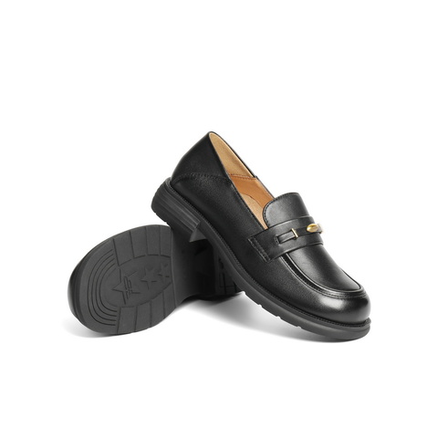 百丽英伦风乐福鞋女2025秋新商场同款真皮舒适便士乐福E1N1DCA5