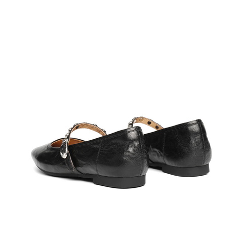 百丽复古褶皱皮玛丽珍鞋女2025秋新商场同款真皮软底单鞋D9V1DCQ5