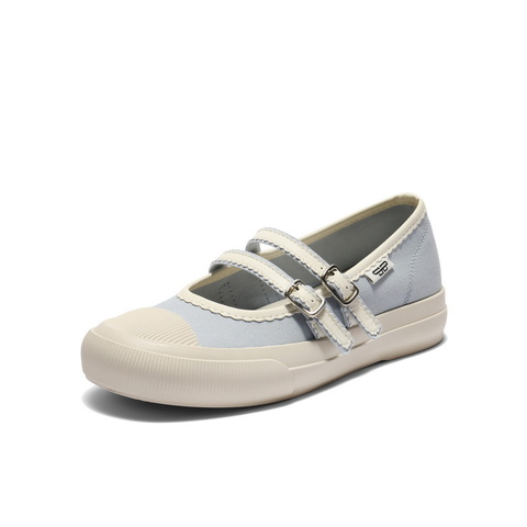 百丽轻便薄底休闲玛丽珍鞋女2025秋新双条带舒适帆布鞋B2674CQ5