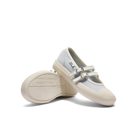 百丽轻便薄底休闲玛丽珍鞋女2025秋新双条带舒适帆布鞋B2674CQ5