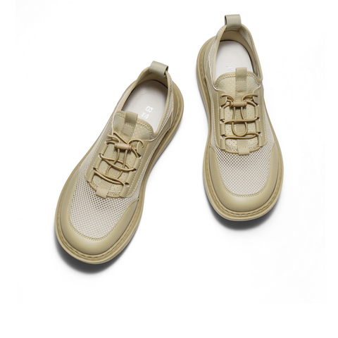 百丽网面透气休闲鞋男鞋2025新款秋季轻盈厚底运动板鞋A2107CM5