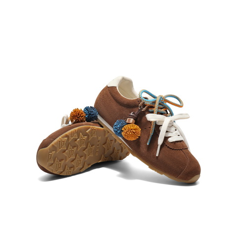 百丽时尚双鞋带阿甘鞋女2025秋新商场同款毛球薄底休闲鞋E2M1DCM5