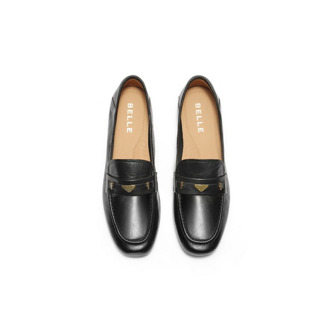 百丽秀气乐福鞋女2025秋新商场同款质感真皮通勤乐福鞋E3C1DCA5