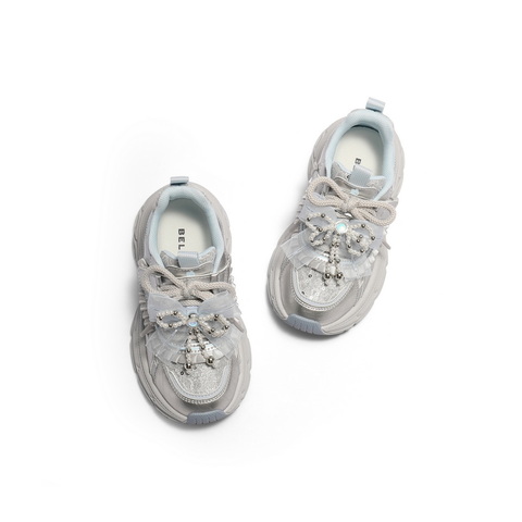 百丽潮酷撞色老爹鞋童2025秋新商场同款厚底蝴蝶结休闲鞋V7122C85