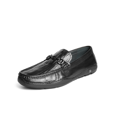 百丽一脚蹬豆豆鞋男2025新款秋商场同款牛皮革休闲乐福鞋8TX01CM5