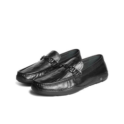 百丽一脚蹬豆豆鞋男2025新款秋商场同款牛皮革休闲乐福鞋8TX01CM5