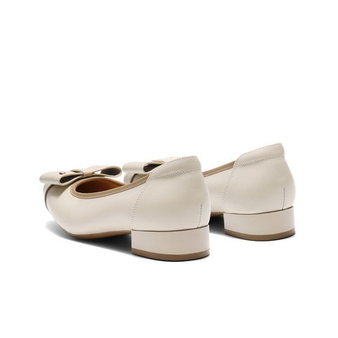 百丽撞色气质单鞋女2025秋新商场同款真皮小方头浅口单鞋E1B1DCQ5