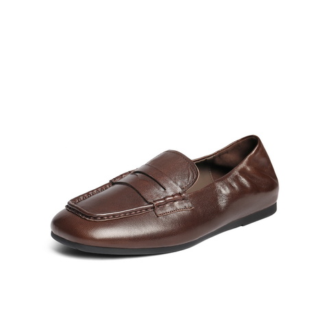 百丽亲肤质感乐福鞋2025秋新商场同款真皮柔软便式乐福鞋E1W1DCA5