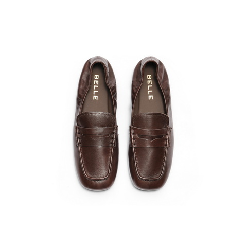 百丽亲肤质感乐福鞋2025秋新商场同款真皮柔软便式乐福鞋E1W1DCA5