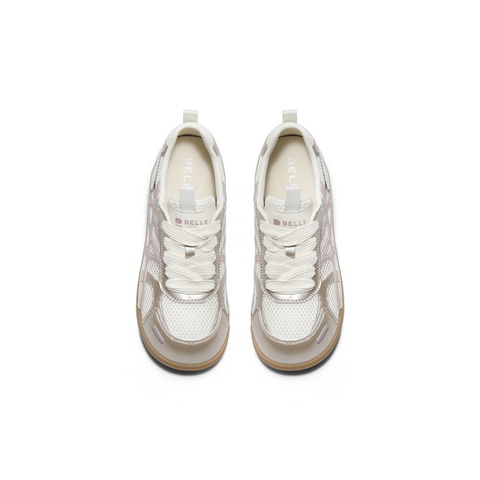 百丽撞色可爱圆头阿甘鞋女2025秋新透气网面薄底休闲鞋B2766CM5