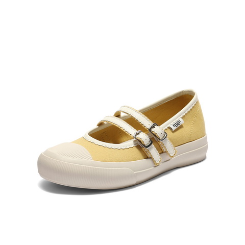 百丽轻便薄底休闲玛丽珍鞋女2025秋新双条带舒适帆布鞋B2674CQ5