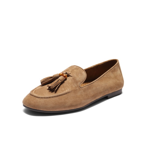 百丽复古绒面乐福鞋女2025秋新商场同款真皮通勤便士乐福3A9C3CA5