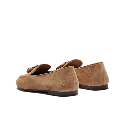 百丽复古绒面乐福鞋女2025秋新商场同款真皮通勤便士乐福3A9C3CA5