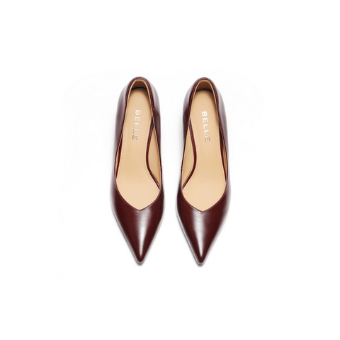 百丽优雅细高跟单鞋女2025秋新商场同款真皮尖头通勤单鞋D9T1DCQ5