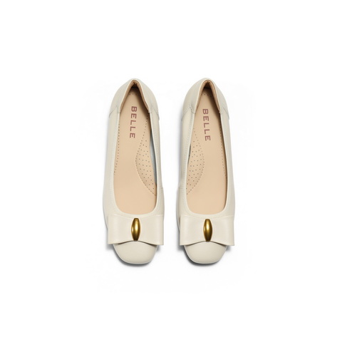 百丽气质方跟单鞋女2025秋新商场同款真皮通勤浅口单鞋E3F1DCQ5