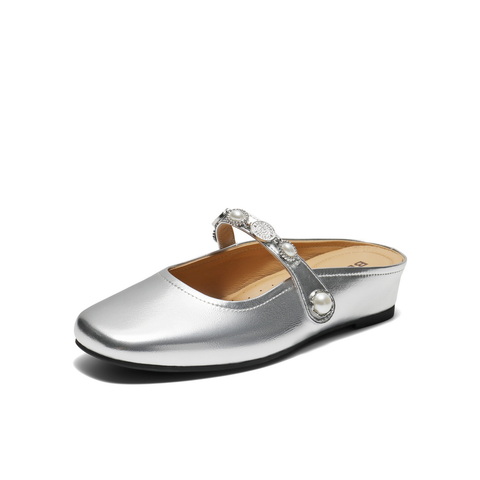 百丽慵懒气质穆勒鞋女2025秋新商场同款真皮外穿包头拖鞋E3G1DCH5