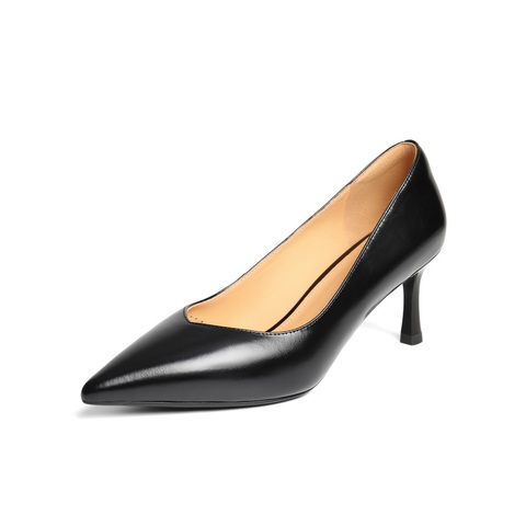 百丽优雅细高跟单鞋女2025秋新商场同款真皮尖头通勤单鞋D9T1DCQ5