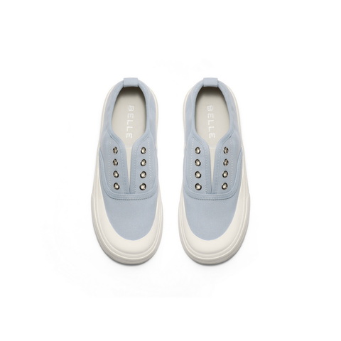 百丽便捷免系带帆布鞋女2025秋新舒适百搭休闲板鞋B2747CM5