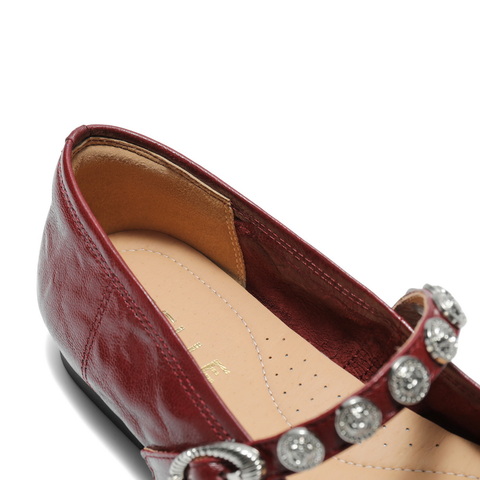 百丽复古褶皱皮玛丽珍鞋女2025秋新商场同款真皮软底单鞋D9V1DCQ5