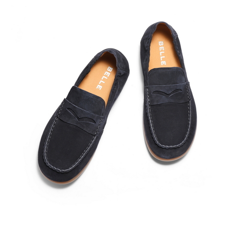 百丽一脚蹬休闲豆豆鞋男士2025秋季新款舒适软底乐福鞋A2045CM5