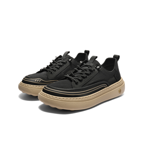 百丽网面透气休闲布鞋男2025新款秋商场同款厚底增高板鞋8VH01CM5