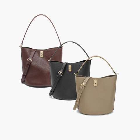 百丽包包女2025新款质感简约休闲百搭单肩斜挎手提水桶包BL812BX5