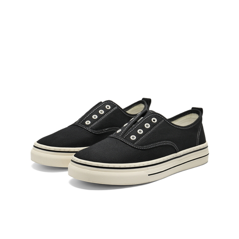 百丽简约百搭小白鞋男2025新款秋季一脚蹬舒适休闲帆布鞋A2148CM5