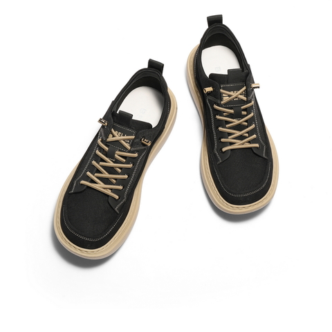 百丽一脚蹬休闲布鞋男2025秋季新款商场同款厚底增高鞋子8SW11CM5