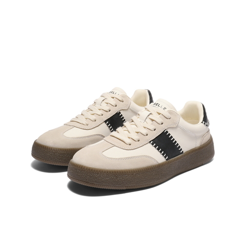 百丽潮搭休闲小白鞋男鞋2025秋新复古运动德训鞋撞色板鞋A2144CM5