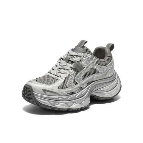 百丽潮酷网面老爹鞋女2025秋新厚底增高舒适透气休闲鞋B2801CM5