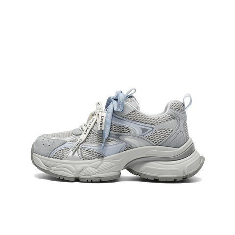 百丽时尚撞色老爹鞋女2025秋新厚底增高双鞋带休闲鞋E4D1DCM5