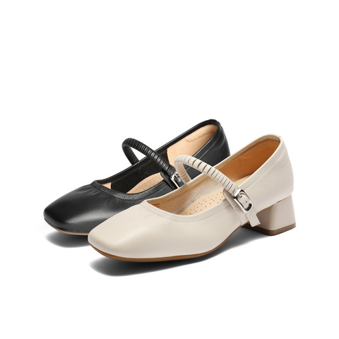 百丽气质方跟玛丽珍鞋女2025秋新商场同款质感真皮单鞋E1U1DCQ5