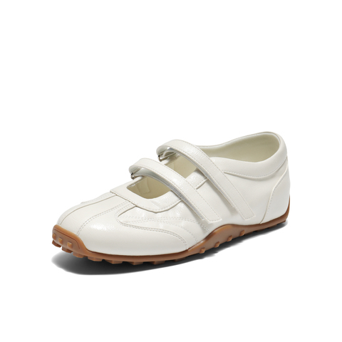 百丽时尚亮面休闲玛丽珍鞋女2025秋新双魔术贴薄底休闲鞋B2769CQ5