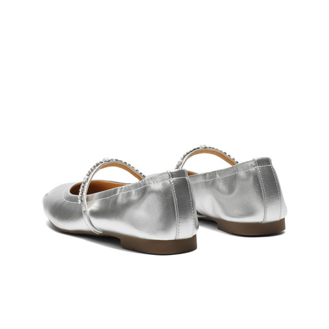 百丽芭蕾风玛丽珍鞋女2025秋新商场同款真皮薄底浅口单鞋3H9F4CQ5