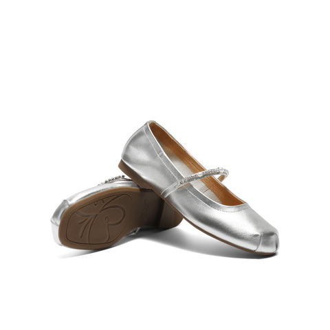 百丽芭蕾风玛丽珍鞋女2025秋新商场同款真皮薄底浅口单鞋3H9F4CQ5