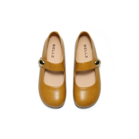 百丽简约时尚玛丽珍鞋女2025秋新可爱圆头魔术贴浅口单鞋B2782CQ5