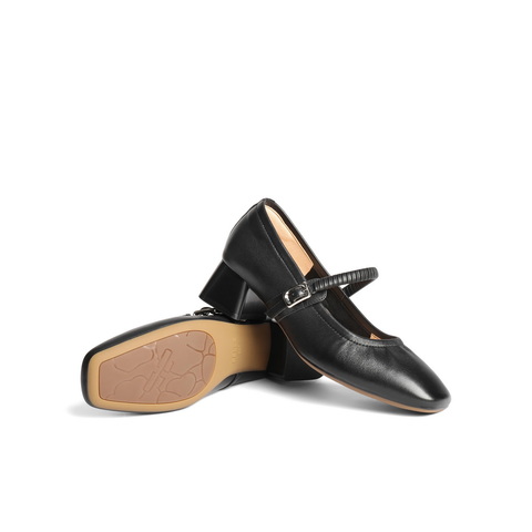 百丽气质方跟玛丽珍鞋女2025秋新商场同款质感真皮单鞋E1U1DCQ5