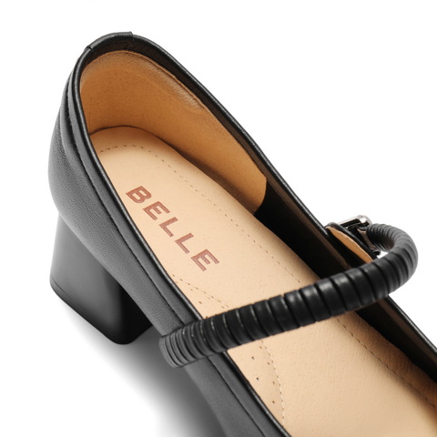 百丽气质方跟玛丽珍鞋女2025秋新商场同款质感真皮单鞋E1U1DCQ5