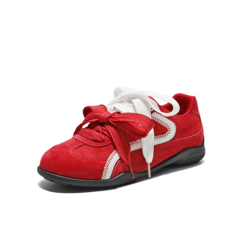 百丽时尚双鞋带德训鞋女2025秋新拼接撞色薄底休闲鞋B2839CM5