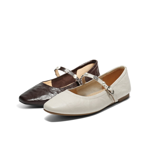 百丽方头时装玛丽珍鞋女2025秋新商场同款真皮浅口单鞋E3Y1DCQ5