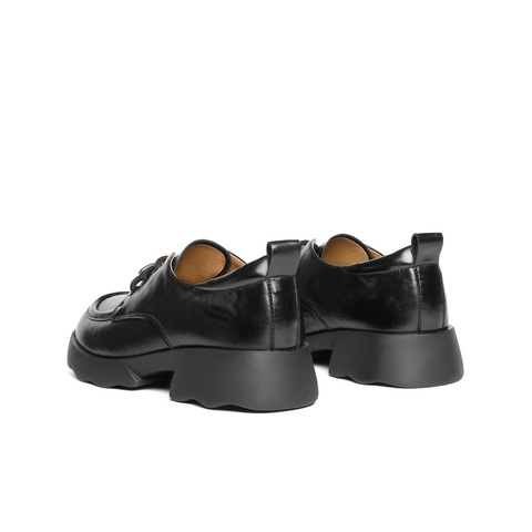 百丽抓皱面质感牛津鞋女2025秋新商场同款舒适通勤单鞋E1D1DCM5