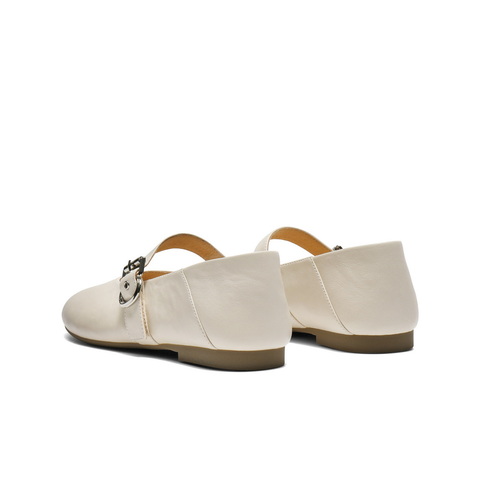 百丽复古褶皱面玛丽珍鞋女2025秋新商场同款真皮舒适单鞋E3U1DCQ5